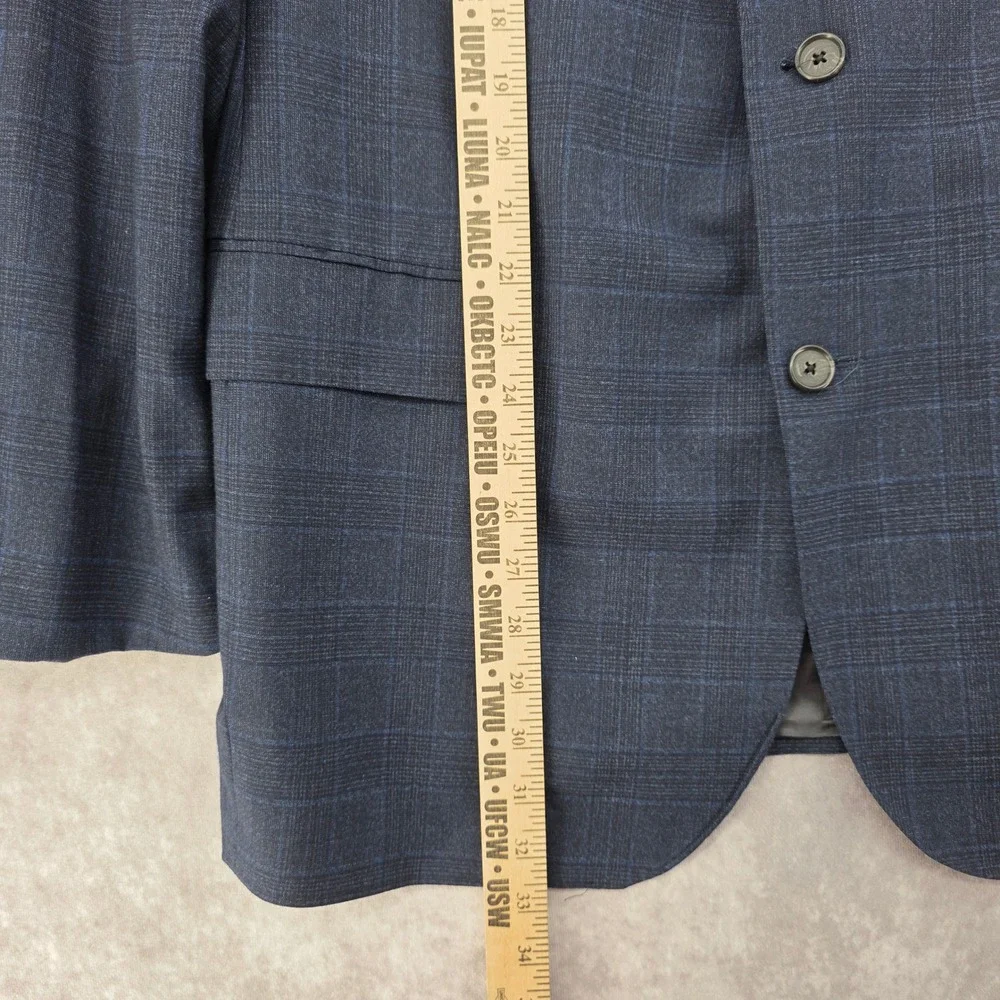 Cremieux‎ Performance Loro Piana Mens Wool Blazer 46L 40 Navy Plaid Sport Coat